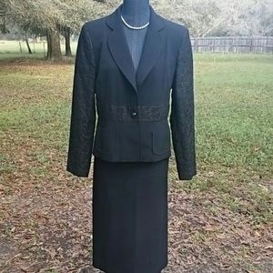 Vintage Black Lined Skirt & Jacket Set
